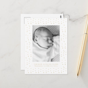 Yellow Confetti Baby Birth Announcement Postcard