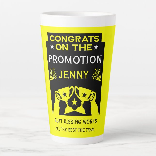 Yellow Congratulations On The Job Promotion Latte Mug (Front)