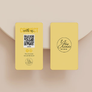Yellow Connect With Us Social Media QR Code Business Card