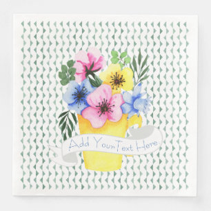 Yellow Container With Pastel Pansies Napkin