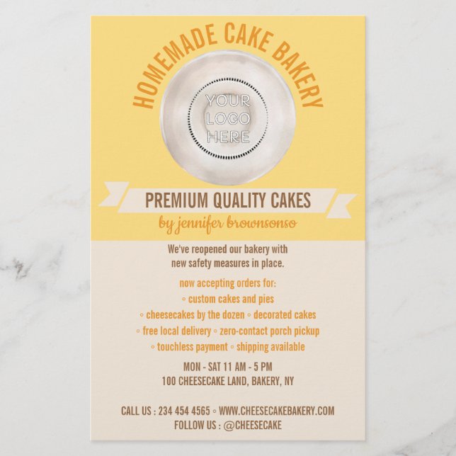 Yellow Cooking Custom Logo Bakery Flyer (Front)