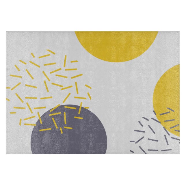 Yellow, cool, modern, trendy geometric art cutting board (Front)
