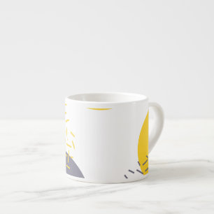 Yellow, cool, modern, trendy geometric art espresso cup