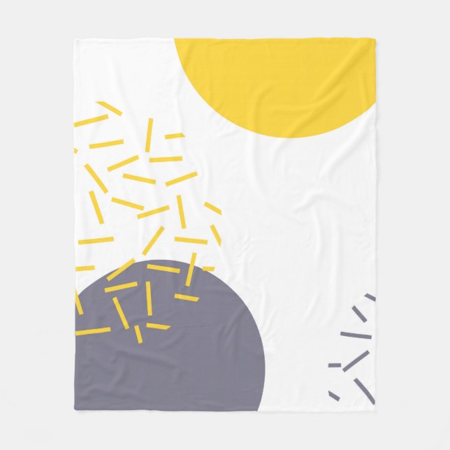 Yellow, cool, modern, trendy geometric art fleece blanket (Front)