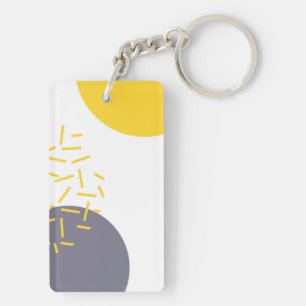 Yellow, cool, modern, trendy geometric art key ring