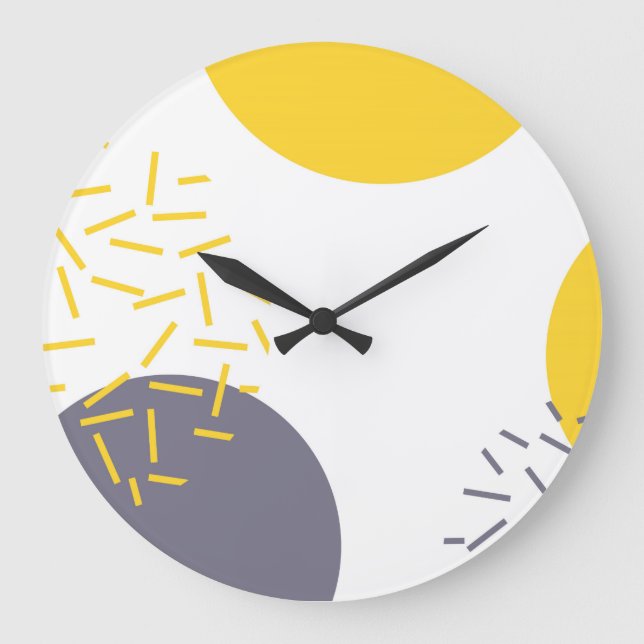 Yellow, cool, modern, trendy geometric art large c clock (Front)