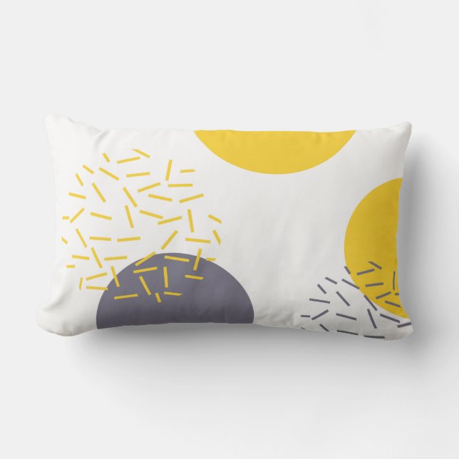 Yellow, cool, modern, trendy geometric art lumbar cushion (Front)