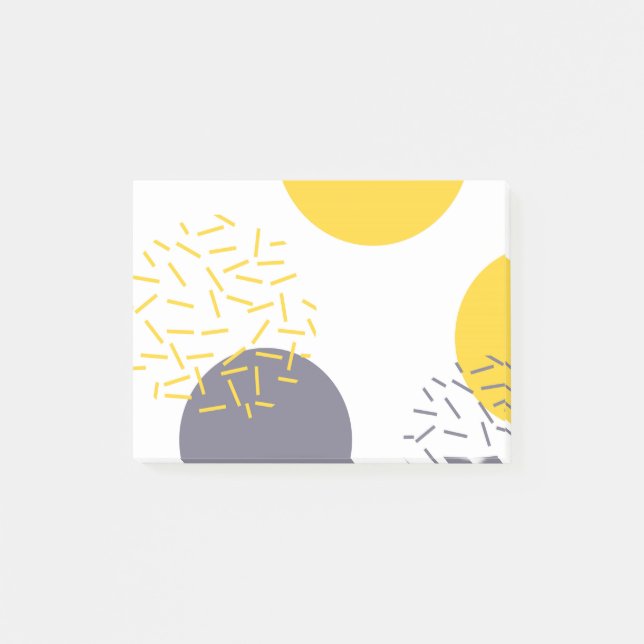 Yellow, cool, modern, trendy geometric art post-it notes (Front)