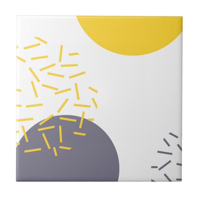 Yellow, cool, modern, trendy geometric art tile (Front)