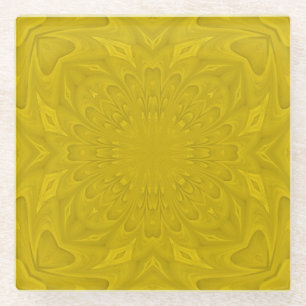 Yellow cool modern trendy pattern glass coaster