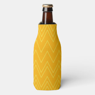 Yellow, cool, trendy, modern, urban zigzag pattern bottle cooler