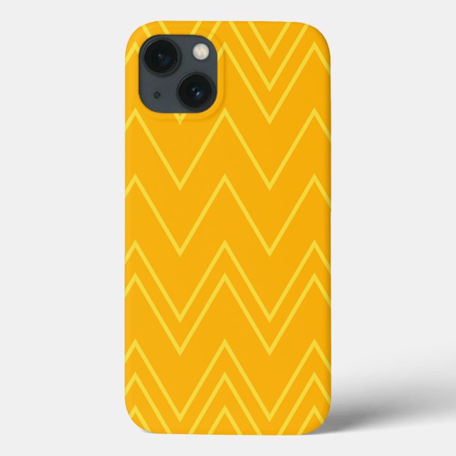 Yellow, cool, trendy, modern, urban zigzag pattern Case-Mate iPhone case (Back)