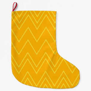 Yellow, cool, trendy, modern, urban zigzag pattern large christmas stocking