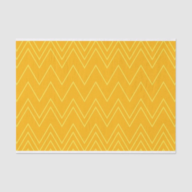 Yellow, cool, trendy, modern, urban zigzag pattern tissue paper (Front)