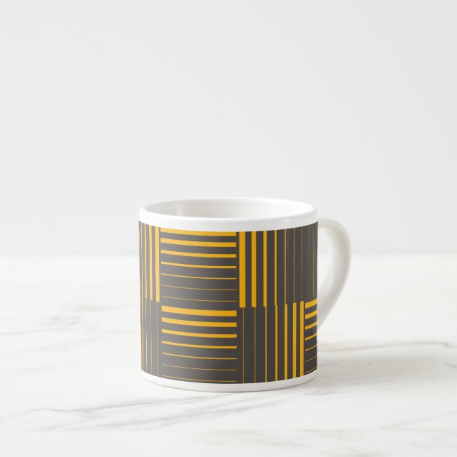 Yellow, cool, unique, trendy, modern lines espresso cup (Front Right)
