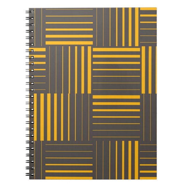 Yellow, cool, unique, trendy, modern lines notebook (Front)