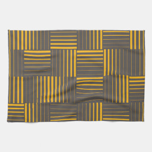 Yellow, cool, unique, trendy, modern lines tea towel