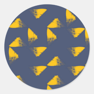 Yellow, cool, unique, trendy triangles classic round sticker
