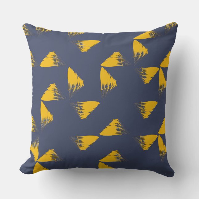 Yellow, cool, unique, trendy triangles cushion (Front)
