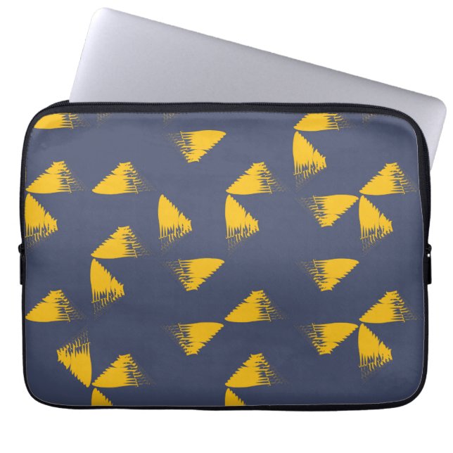 Yellow, cool, unique, trendy triangles laptop sleeve (Front)