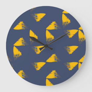 Yellow, cool, unique, trendy triangles large clock
