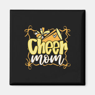 Yellow Coquette Pom Poms Bow Cheer Mom Mama Cheerl Magnet