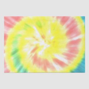 Yellow Coral Aqua Tie Dye Tissue Paper