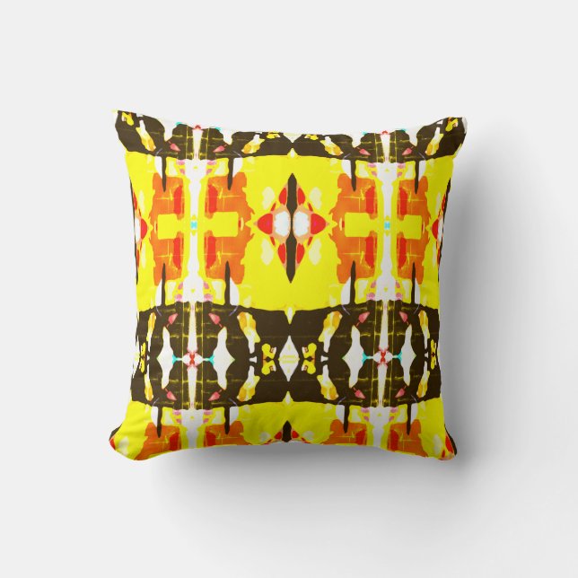 Yellow Coral Black Mediterranean Look Large Tile   Cushion (Front)