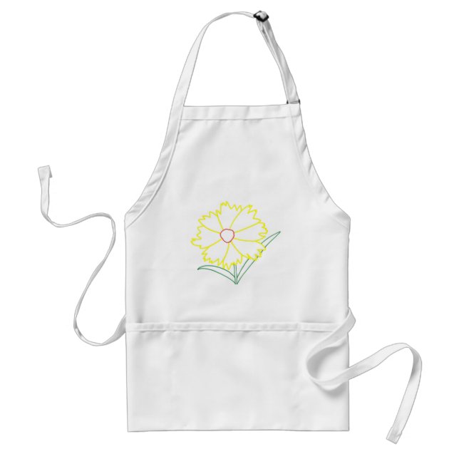 Yellow Coreopsis Flower Outline Aprons (Front)