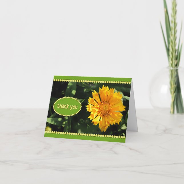 Yellow Coreopsis Flower Thank You Card (Front)