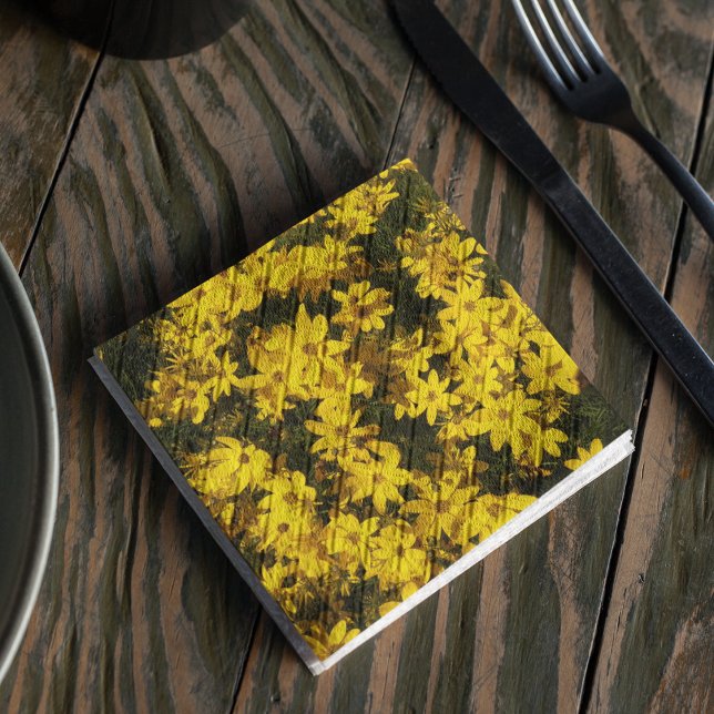 Yellow Coreopsis Flowers Floral Napkin (In Situ Table)