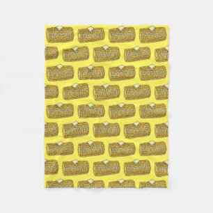Yellow Corn on the Cob Butter Picnic Food Corncob Fleece Blanket