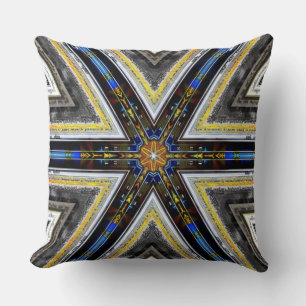 Yellow corners of old and rustic frame triangles cushion