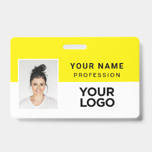 Yellow Corporate Employee Photo Name Tag ID Badge