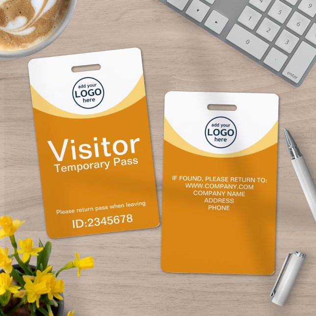 Yellow Corporate Visitor Pass ID Custom Logo ID Badge (Creator Uploaded)