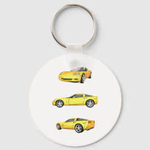 Yellow Corvette: Key Ring