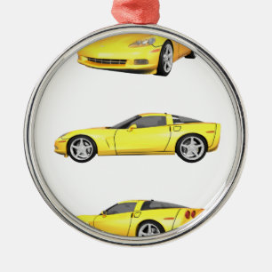 Yellow Corvette: Metal Tree Decoration