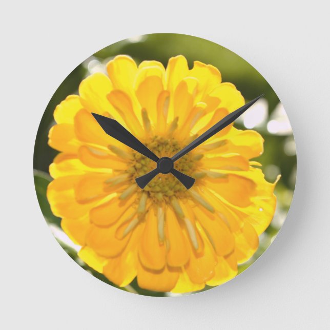 Yellow cosmo round clock (Front)