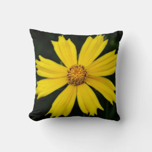 Yellow Cosmos Flower Close-up Cushion