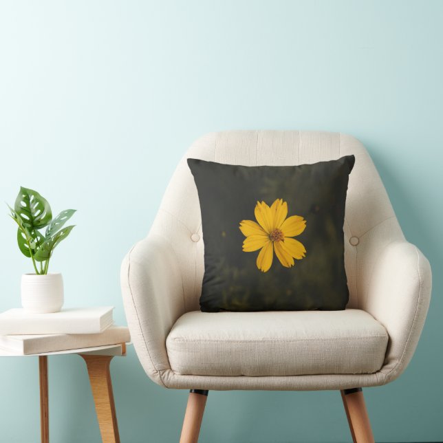 Yellow Cosmos Flower Close-up Cushion (Chair)