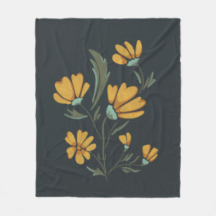 Yellow Cosmos Flower Simple Beauty Fleece Blanket