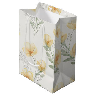 Yellow Cottagecore Wildflowers Botanical Print Medium Gift Bag
