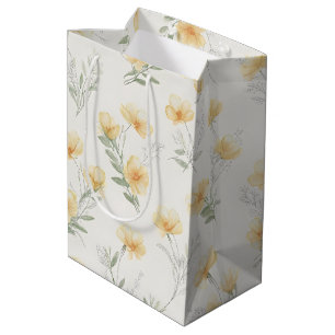 Yellow Cottagecore Wildflowers Botanical Print  Medium Gift Bag