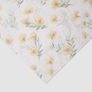 Yellow Cottagecore Wildflowers Botanical Print  Tissue Paper