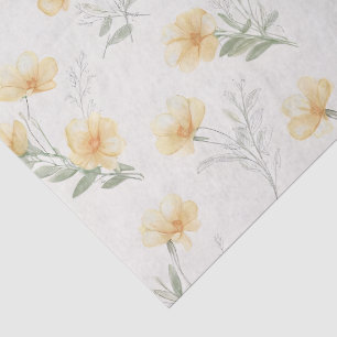 Yellow Cottagecore Wildflowers Botanical Print  Tissue Paper