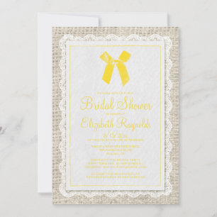 Yellow Country Burlap Bridal Shower Invitations