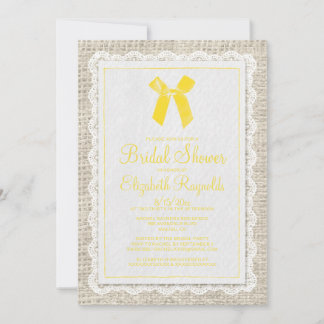 Yellow Country Burlap Bridal Shower Invitations