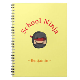 Yellow Cover Personalised School Ninja Notebook