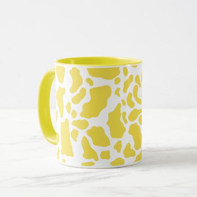 Yellow Cow Spots Animal Print Pattern Mug (Front Left)