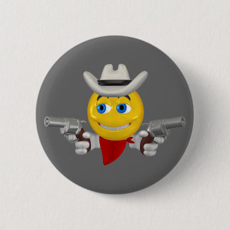 Yellow cowboys face 6 cm round badge